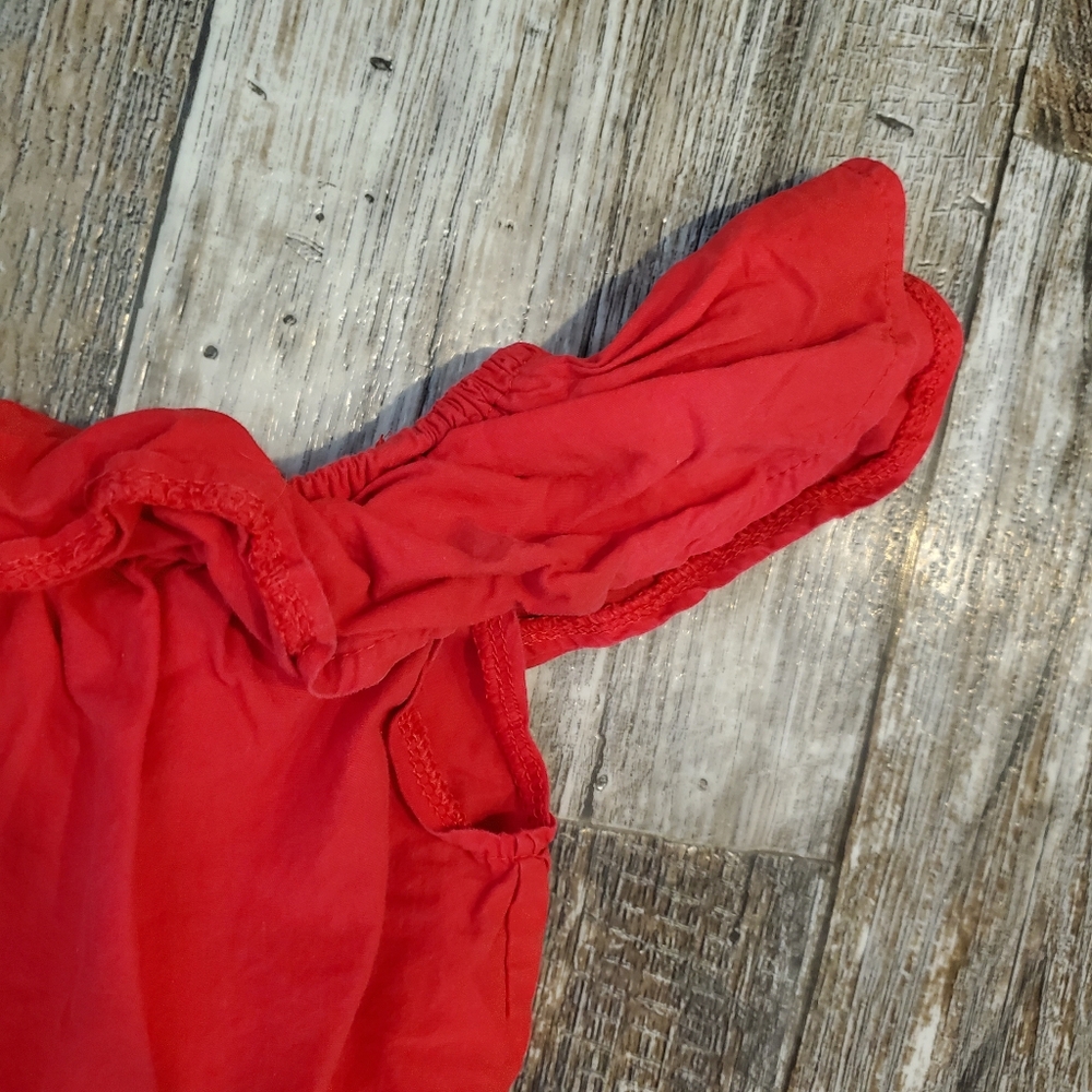 100- Ruffled Crop Top-Red (Size 2t) - Picture 4 of 10